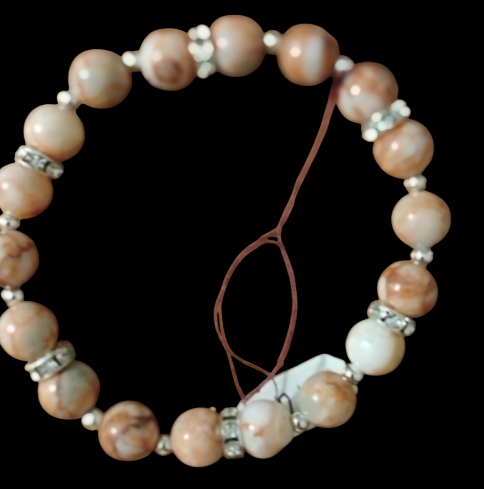 Hand Crafted Red Vein Jasper Beaded Bracelet
